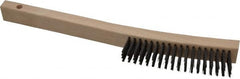 Made in USA - 4 Rows x 19 Columns Wire Scratch Brush - 6-1/4" Brush Length, 13-3/4" OAL, 1-3/16" Trim Length, Wood Toothbrush Handle - Americas Industrial Supply