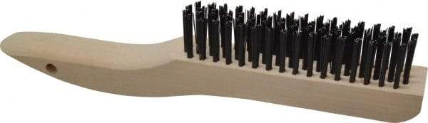 Made in USA - 4 Rows x 16 Columns Wire Scratch Brush - 10" OAL, 1-1/8" Trim Length, Wood Shoe Handle - Americas Industrial Supply