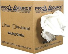 PRO-SOURCE - Virgin Cotton T-Shirt Rag - Low-Lint, White, 3 to 4 Pieces per Lb, Comes in Box - Americas Industrial Supply