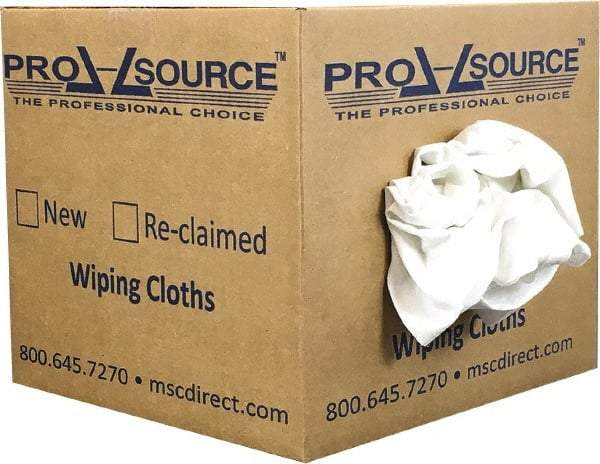 PRO-SOURCE - Virgin Cotton T-Shirt Rag - Lint-Free, White, 3 to 4 Pieces per Lb, Comes in Box - Americas Industrial Supply