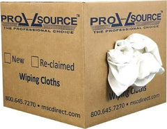 PRO-SOURCE - Virgin Cotton T-Shirt Rag - Lint-Free, White, 3 to 4 Pieces per Lb, Comes in Box - Americas Industrial Supply