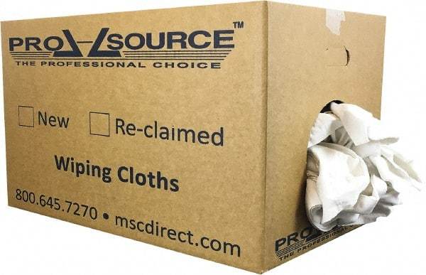 PRO-SOURCE - Virgin Cotton T-Shirt Rag - Lint-Free, White, 3 to 4 Pieces per Lb, Comes in Box - Americas Industrial Supply