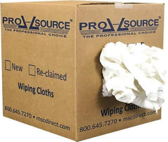 PRO-SOURCE - Reclaimed Cotton T-Shirt Rag - Low Lint, White, 3 to 4 Pieces per Lb, Comes in Box - Americas Industrial Supply