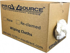 PRO-SOURCE - Reclaimed Cotton T-Shirt Rag - Low Lint, White, 3 to 4 Pieces per Lb, Comes in Box - Americas Industrial Supply