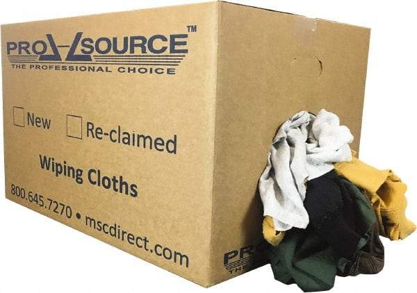 PRO-SOURCE - Reclaimed Rags - Assorted Colors, Fleece and Sweatshirt, Low Lint, Box - Americas Industrial Supply