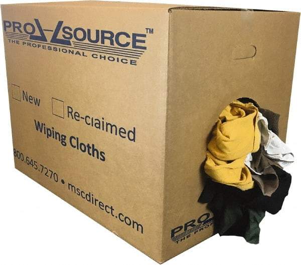 PRO-SOURCE - Reclaimed Rags - Assorted Colors, Fleece and Sweatshirt, Low Lint, Box - Americas Industrial Supply