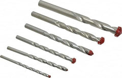 Made in USA - 1/4 to 3/4", 118° Point, Bright Finish, Carbide-Tipped Hammer Drill Bit Set - Americas Industrial Supply