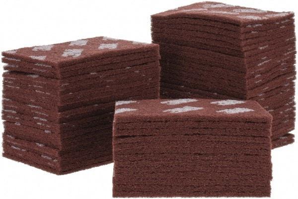 3M - Fine Grade, Aluminum Oxide Hand Pad - Brown, 6" Wide x 9" Long, Nonwoven - Americas Industrial Supply