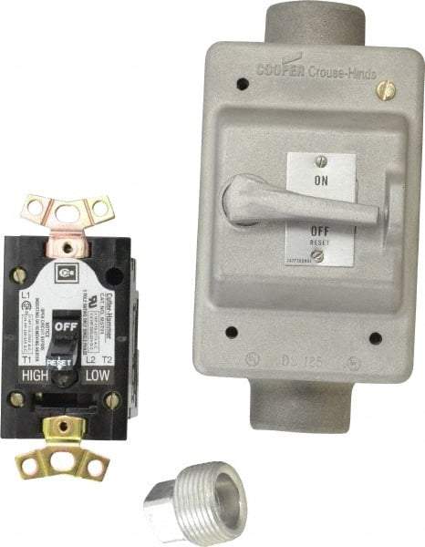 Eaton Cutler-Hammer - 1 Pole, 0.4 to 16 Amp, NEMA, Enclosed Toggle Manual Motor Starter - 60.5mm Wide x 50mm Deep x 105.7mm High, 1 hp at 120/240 V, 1 hp at 277 V, 1/4 hp at 120/240 V & 1/4 hp at 32 V, CSA Certified, NEMA 1, UL Listed - Americas Industrial Supply