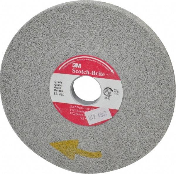 3M - 6" Diam, 1/2" Face Width, 1" Center Hole, Medium Grade, Aluminum Oxide Deburring Wheel - Convolute, Hard Density 8 Grade, 6,000 RPM - Americas Industrial Supply