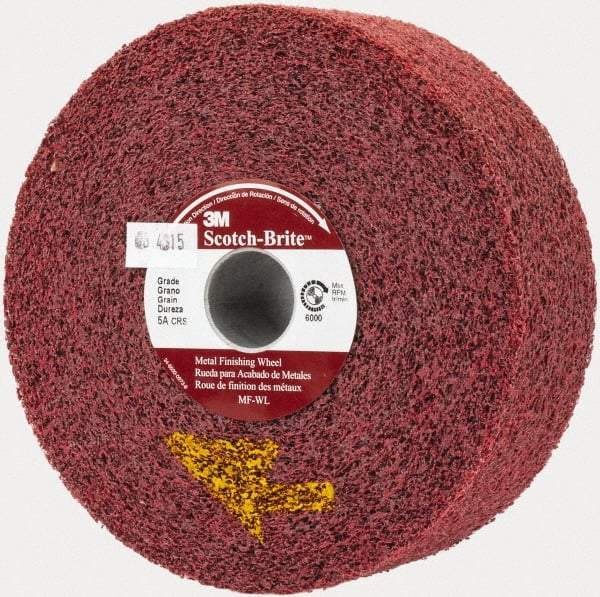 3M - 6" Diam, 2" Face Width, 1" Center Hole, Coarse Grade, Aluminum Oxide Deburring Wheel - Convolute, Medium Density 5 Grade, 6,000 RPM - Americas Industrial Supply