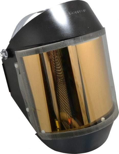 Oberon - Ratchet Adjustment, Welding Face Shield & Headgear Set - 14" Wide x 8" High x 0.015" Thick, Green Window - Americas Industrial Supply