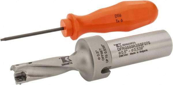 Kennametal - 38.1mm Max Drill Depth, 3xD, 12.7mm Diam, Indexable Insert Drill - 2 Inserts, 3/4" Shank Diam, Flange Shank - Americas Industrial Supply