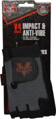 Valeo - Size S (7-8) Split Cowhide Anti-Vibration/Impact Protection Work Gloves - For General Purpose, Uncoated, Hook & Loop Cuff, Fingerless, Black, Paired - Americas Industrial Supply