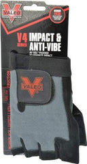 Valeo - Size M (8-9) Split Cowhide Anti-Vibration/Impact Protection Work Gloves - For General Purpose, Uncoated, Hook & Loop Cuff, Fingerless, Black, Paired - Americas Industrial Supply