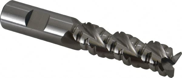 Cleveland - 3/4" Diam, Coarse Pitch, 2-1/2" LOC, 3 Flute Powdered Metal Corner Radius Roughing End Mill - Uncoated, 4-3/4" OAL, 3/4" Shank Diam, Single End, Centercutting, 42° Helix - Americas Industrial Supply