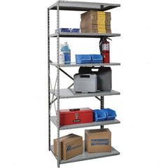 Hallowell - 6 Shelf Add-On Box Edge Open Steel Shelving - 800 Lb Capacity, 36" Wide x 87" High x 24" Deep, Gray - Americas Industrial Supply