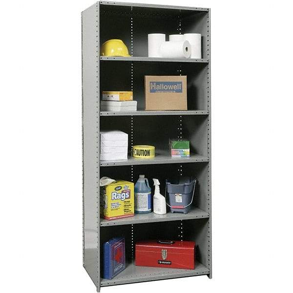 Hallowell - 6 Shelf, 800 Lb. Capacity, Closed Shelving Starter Unit - 36 Inch Wide x 24 Inch Deep x 87 Inch High, Gray - Americas Industrial Supply