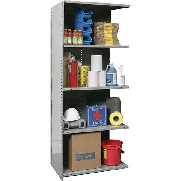 Hallowell - 5 Shelf, 800 Lb. Capacity, Closed Shelving Add-On Unit - 36 Inch Wide x 24 Inch Deep x 87 Inch High, Gray - Americas Industrial Supply