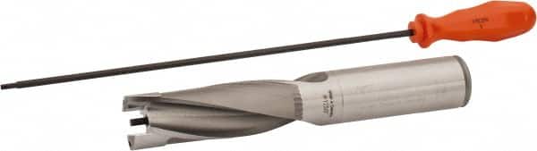 Kennametal - 31.75 to 32mm Diam, 3xD, 95.25mm Max Depth, 1-1/4" Shank Diam, 4.97" Flute, 8.38" OAL, Replaceable Tip Drill - KSEM1250 Insert, 8 Seat Size, Series KSEM - Americas Industrial Supply