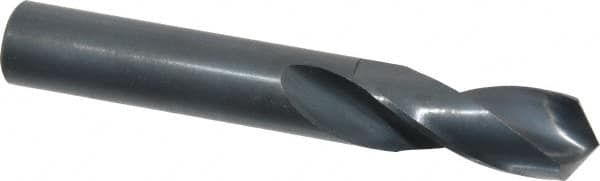 Interstate - 19mm 118° Spiral Flute High Speed Steel Screw Machine Drill Bit - Oxide Finish, Right Hand Cut, 64mm Flute Length, 129mm OAL, Standard Point, Straight Shank - Americas Industrial Supply