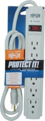 Tripp-Lite - 6 Outlets, 120 Volts, 15 Amps, 4' Cord, Power Outlet Strip - Free Hanging, Keyhole Mount, 5-15P NEMA Configuration, 10.8" Strip, UL1449 3rd Edition - Americas Industrial Supply