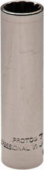 Proto - 1/4" Drive, 3/8" Socket, Spline Socket - 12 Points, 2" OAL - Americas Industrial Supply