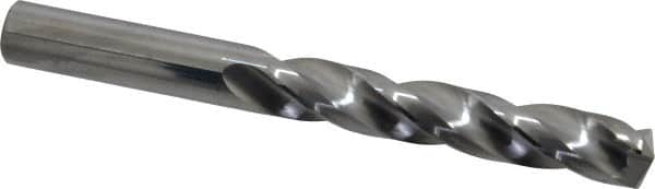 SGS - 31/64" 150° Solid Carbide Jobber Drill - Bright Finish, Right Hand Cut, Spiral Flute, Straight Shank, 4-3/4" OAL, Standard Point - Americas Industrial Supply