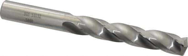 SGS - 1/2" 150° Solid Carbide Jobber Drill - Bright Finish, Right Hand Cut, Spiral Flute, Straight Shank, 4-3/4" OAL, Standard Point - Americas Industrial Supply