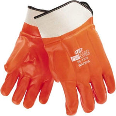 PRO-SAFE - Size L (9), 11" Long, PVC Chemical Resistant Gloves - Smooth Finish, Foam Lined, Safety Cuff, Orange - Americas Industrial Supply