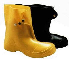 Winter Walking - Men's 10-11.5 (Women's 12-13.5) Traction Overshoes - 10" High, Plain Toe, Nonslip Sole, PVC Upper, Black - Americas Industrial Supply