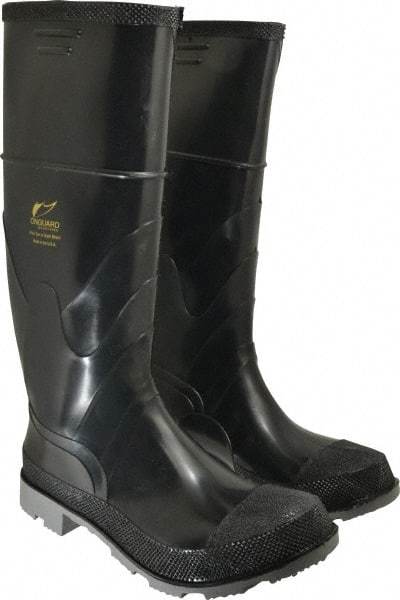 Winter Walking - Size 9 Plain Work Boot - Black, Gray, Polyurethane, PVC Upper, Rubber Outsole, 16" High, Chemical Resistant, Non-Slip, Waterproof - Americas Industrial Supply