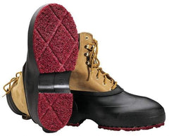 Winter Walking - Men's 6-7.5 (Women's 8-9.5) Traction Overshoes - 4" High, Plain Toe, Nonslip Sole, Rubber Upper, Black - Americas Industrial Supply
