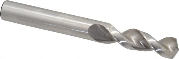 Accupro - 13/32" 130° Parabolic Flute Cobalt Screw Machine Drill Bit - Bright Finish, Right Hand Cut, 1.693" Flute Length, 3.504" OAL, Split Point, Straight Shank - Americas Industrial Supply
