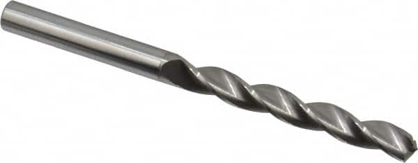 Made in USA - 7/32" 130° Solid Carbide Jobber Drill - Bright Finish, Right Hand Cut, Spiral Flute, Straight Shank, 3" OAL, Standard Point - Americas Industrial Supply