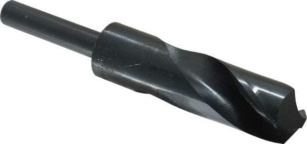 Interstate - 1-1/16" Drill, 118° Point, High Speed Steel Silver Deming & Reduced Shank Drill Bit - Oxide Finish, 6" OAL, Straight Shank, 3" Flute Length, Right Hand Cut, Standard Point, Spiral Flute, Regular Spiral - Americas Industrial Supply