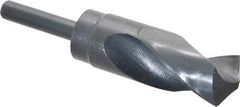 Interstate - 1-23/64" Drill, 118° Point, High Speed Steel Silver Deming & Reduced Shank Drill Bit - Oxide Finish, 6" OAL, Straight Shank, 3" Flute Length, Right Hand Cut, Standard Point, Spiral Flute, Regular Spiral - Americas Industrial Supply