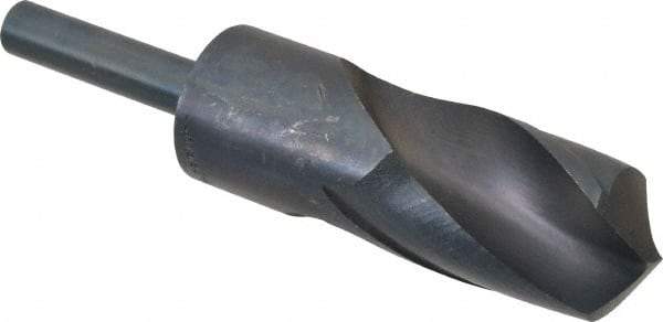 Interstate - 1-25/64" Drill, 118° Point, High Speed Steel Silver Deming & Reduced Shank Drill Bit - Oxide Finish, 6" OAL, Straight Shank, 3" Flute Length, Right Hand Cut, Standard Point, Spiral Flute, Regular Spiral - Americas Industrial Supply