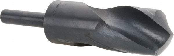 Interstate - 1-27/64" Drill, 118° Point, High Speed Steel Silver Deming & Reduced Shank Drill Bit - Oxide Finish, 6" OAL, Straight Shank, 3" Flute Length, Right Hand Cut, Standard Point, Spiral Flute, Regular Spiral - Americas Industrial Supply
