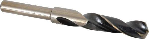 Interstate - 43/64" Drill, 118° Point, Cobalt Silver Deming & Reduced Shank Drill Bit - Bright Finish, 6" OAL, Straight Shank, 3" Flute Length, Right Hand Cut, Standard Point, Spiral Flute, Regular Spiral - Americas Industrial Supply