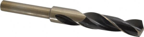Interstate - 23/32" Drill, 118° Point, Cobalt Silver Deming & Reduced Shank Drill Bit - Bright Finish, 6" OAL, Straight Shank, 3" Flute Length, Right Hand Cut, Standard Point, Spiral Flute, Regular Spiral - Americas Industrial Supply