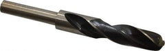 Interstate - 3/4" Drill, 118° Point, Cobalt Silver Deming & Reduced Shank Drill Bit - Bright Finish, 6" OAL, Straight Shank, 3" Flute Length, Right Hand Cut, Standard Point, Spiral Flute, Regular Spiral - Americas Industrial Supply