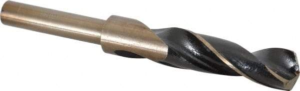 Interstate - 49/64" Drill, 118° Point, Cobalt Silver Deming & Reduced Shank Drill Bit - Bright Finish, 6" OAL, Straight Shank, 3" Flute Length, Right Hand Cut, Standard Point, Spiral Flute, Regular Spiral - Americas Industrial Supply