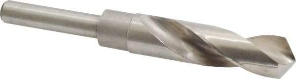 Interstate - 27/32" Drill, 118° Point, Cobalt Silver Deming & Reduced Shank Drill Bit - Bright Finish, 6" OAL, Straight Shank, 3" Flute Length, Right Hand Cut, Standard Point, Spiral Flute, Regular Spiral - Americas Industrial Supply