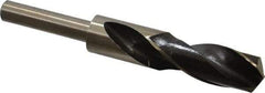 Interstate - 7/8" Drill, 118° Point, Cobalt Silver Deming & Reduced Shank Drill Bit - Bright Finish, 6" OAL, Straight Shank, 3" Flute Length, Right Hand Cut, Standard Point, Spiral Flute, Regular Spiral - Americas Industrial Supply