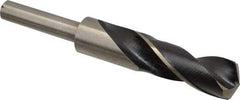 Interstate - 57/64" Drill, 118° Point, Cobalt Silver Deming & Reduced Shank Drill Bit - Bright Finish, 6" OAL, Straight Shank, 3" Flute Length, Right Hand Cut, Standard Point, Spiral Flute, Regular Spiral - Americas Industrial Supply