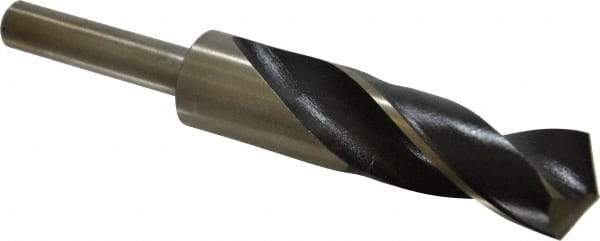 Interstate - 63/64" Drill, 118° Point, Cobalt Silver Deming & Reduced Shank Drill Bit - Bright Finish, 6" OAL, Straight Shank, 3" Flute Length, Right Hand Cut, Standard Point, Spiral Flute, Regular Spiral - Americas Industrial Supply