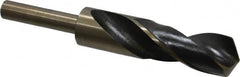 Interstate - 1" Drill, 118° Point, Cobalt Silver Deming & Reduced Shank Drill Bit - Bright Finish, 6" OAL, Straight Shank, 3" Flute Length, Right Hand Cut, Standard Point, Spiral Flute, Regular Spiral - Americas Industrial Supply