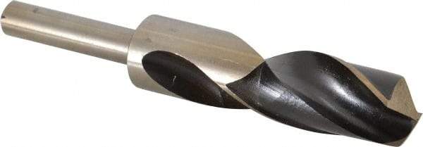 Interstate - 1-1/32" Drill, 118° Point, Cobalt Silver Deming & Reduced Shank Drill Bit - Bright Finish, 6" OAL, Straight Shank, 3" Flute Length, Right Hand Cut, Standard Point, Spiral Flute, Regular Spiral - Americas Industrial Supply