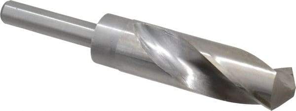Interstate - 1-1/16" Drill, 118° Point, Cobalt Silver Deming & Reduced Shank Drill Bit - Bright Finish, 6" OAL, Straight Shank, 3" Flute Length, Right Hand Cut, Standard Point, Spiral Flute, Regular Spiral - Americas Industrial Supply